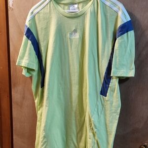 Adidas Men's Lime and Navy Short Sleeve Tee